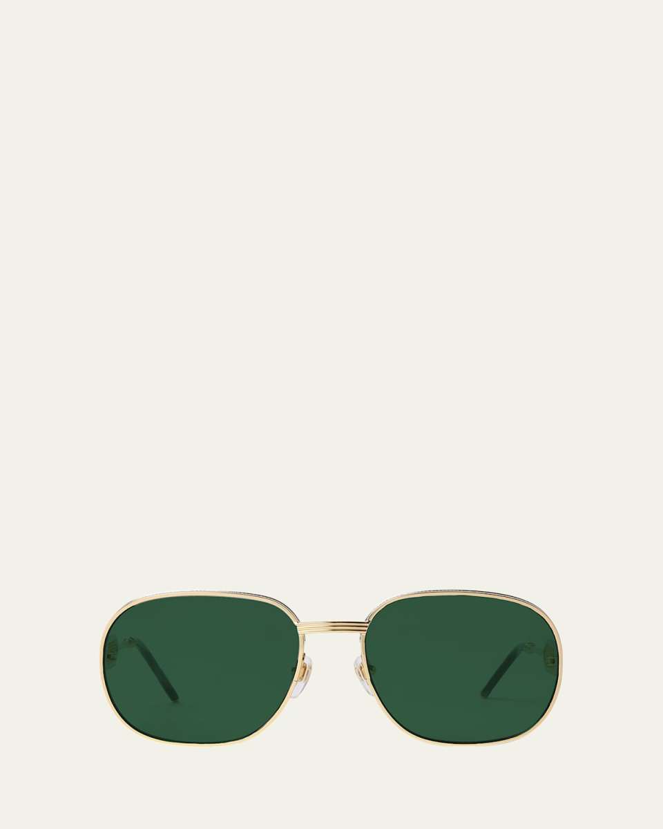 Logo Mixed-Media Round Sunglasses